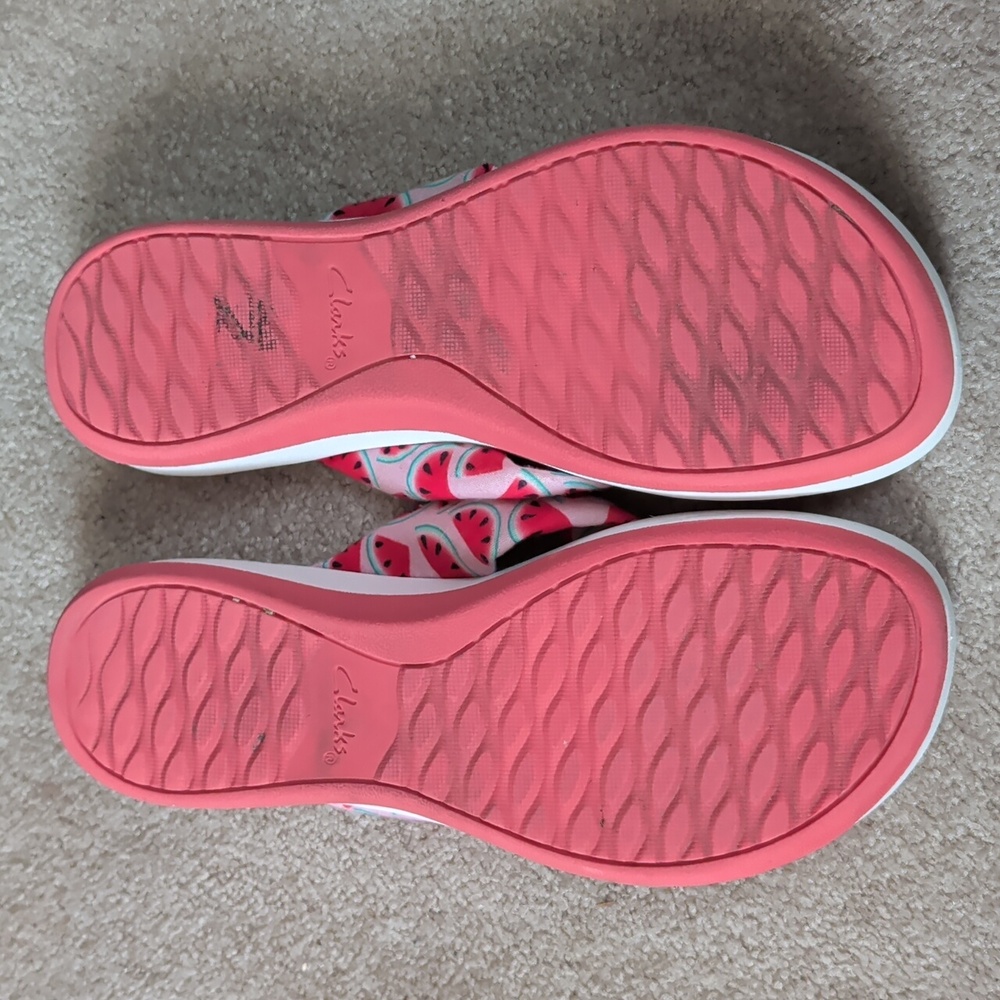 Cloudsteppers by Clarks Pink Watermelon Print Flip Flop Sandals - Picture 2 of 7